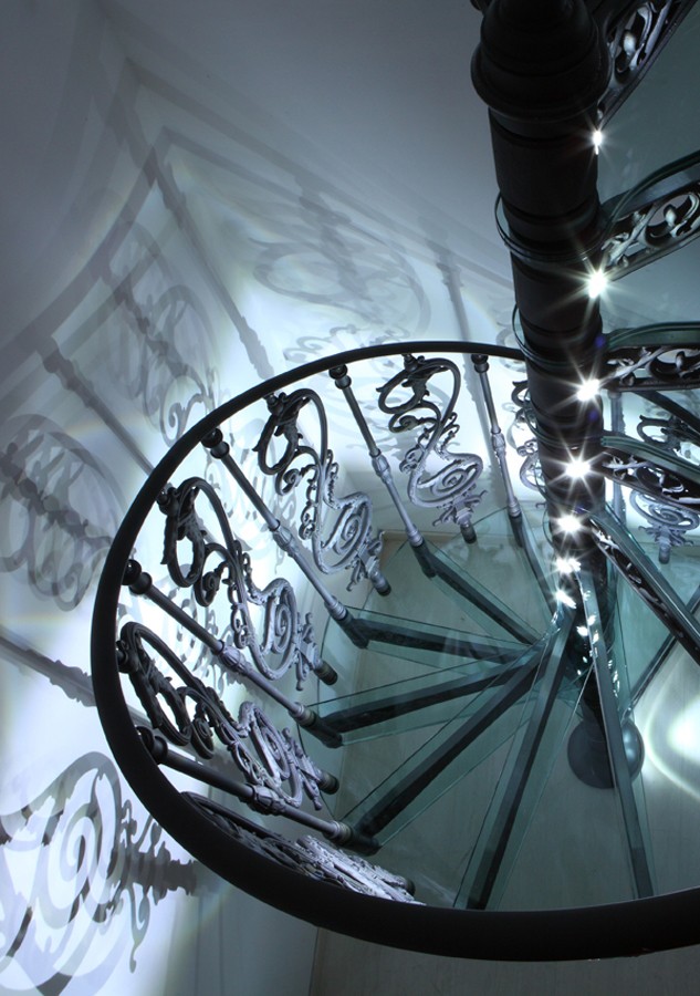 CAST-IRON AND GLASS SPIRAL STAIRCASE