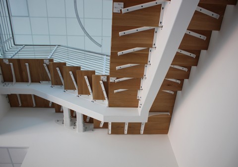 New staircase in steel and wood. Gallery area