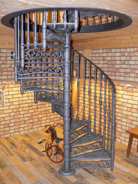 CAST IRON STAIRCASE IN POOL ROOM